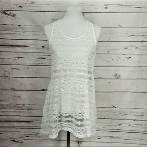 NWT West Loop White Lace Sheer Swim Suit Cover Up Dress Honeymoon Bride Modest